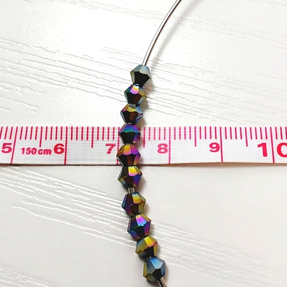 Sterling Silver Oversized 4" Hoop Earrings with Rainbow Bicone Swarovski Crystal - Picture 6 of 9